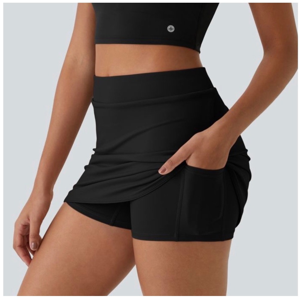 NWOT Halara Black Skort XL SoftlyZero High Waist Pockets Golf Tennis Athletic